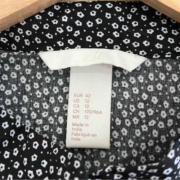 H & M Long Sleeve Blue White Floral Ruffle Prairie Peasant Cottagecore Blouse 12 - Picture 12 of 14